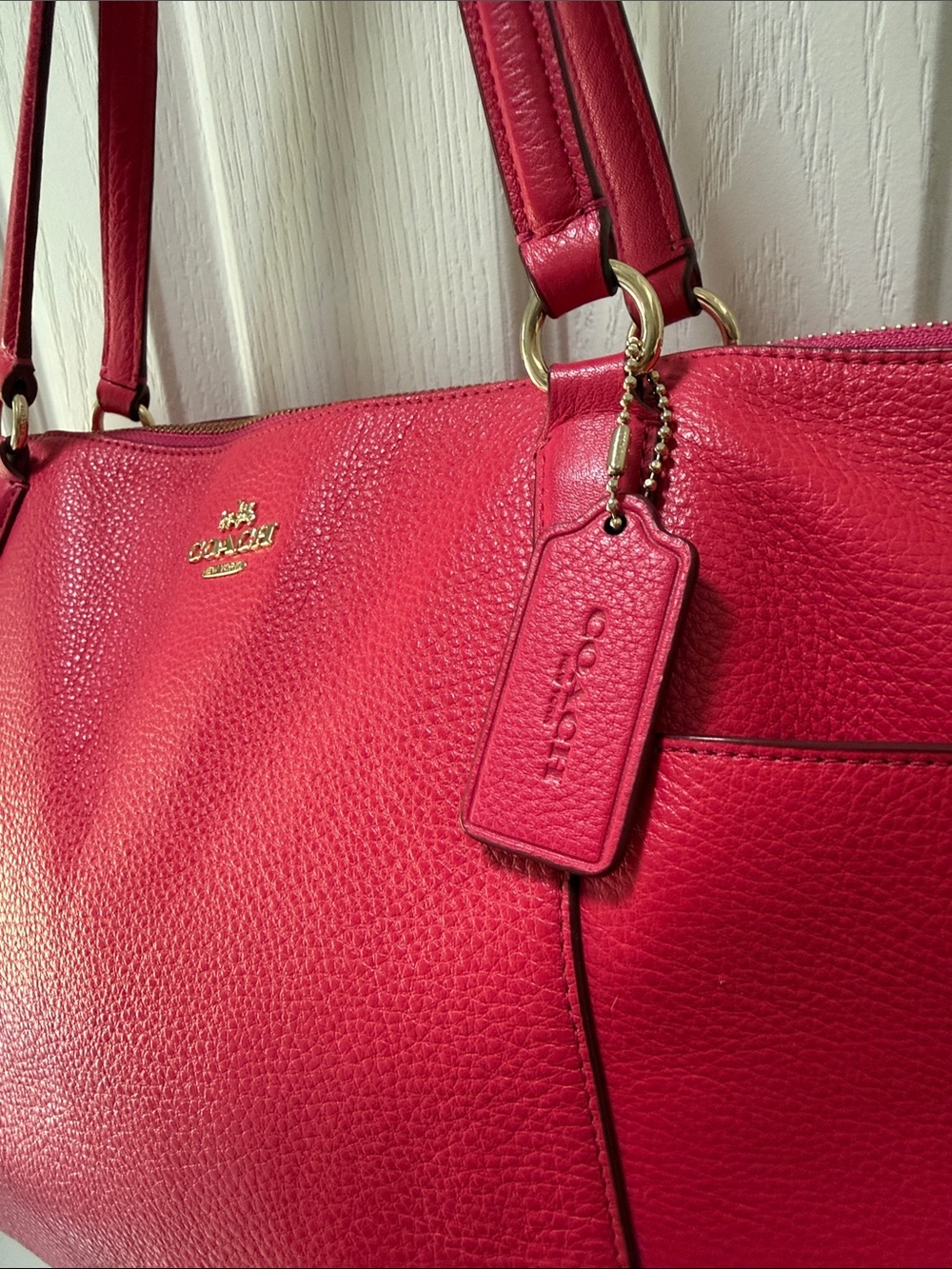 Coach Hot Pink Pebbled Leather Tote - Picture 2 of 12